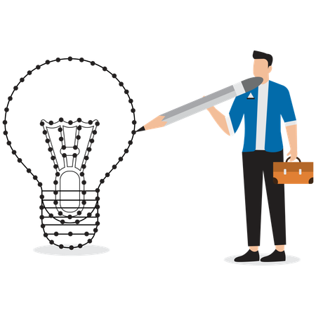 Businessman getting business idea  Illustration