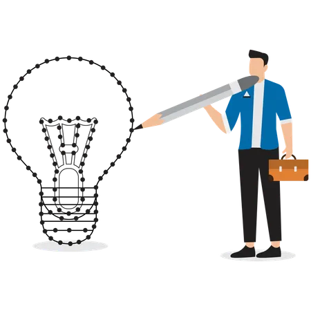 Businessman getting business idea  Illustration