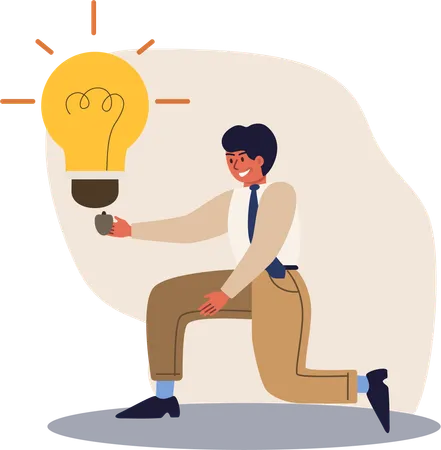 Businessman getting business idea  Illustration