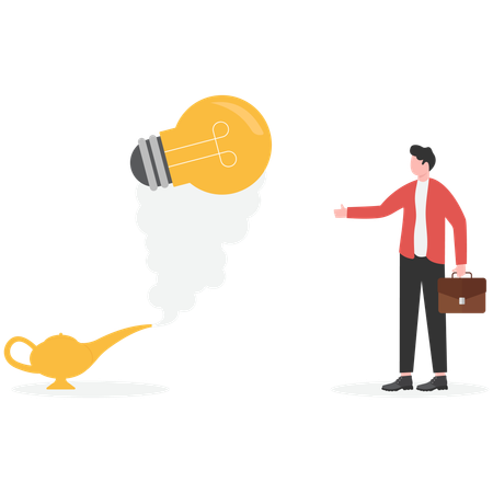 Businessman getting business idea with solution  Illustration
