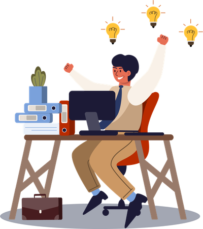 Businessman getting business iea  Illustration