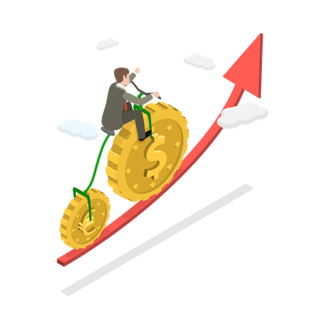 Businessman getting Business Profit Growth  Illustration