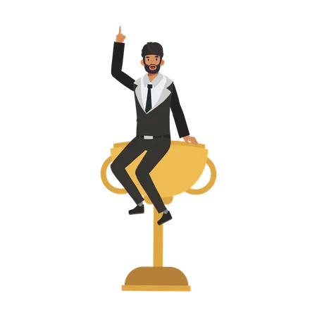 Businessman getting business trophy  Illustration