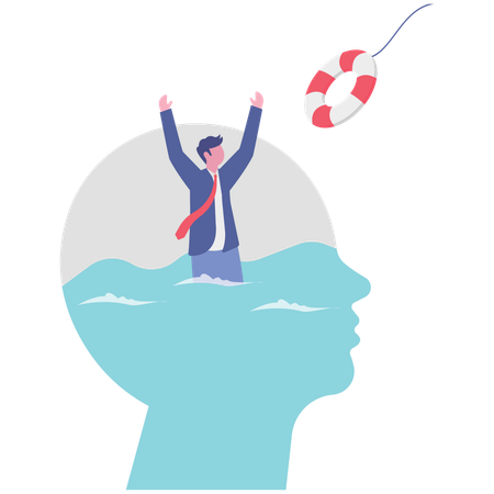 Businessman getting busniess rescue  Illustration