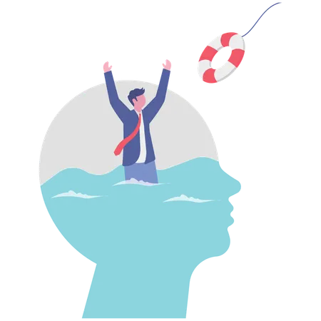 Businessman getting busniess rescue  Illustration