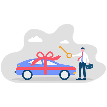 Businessman getting car gift  Illustration