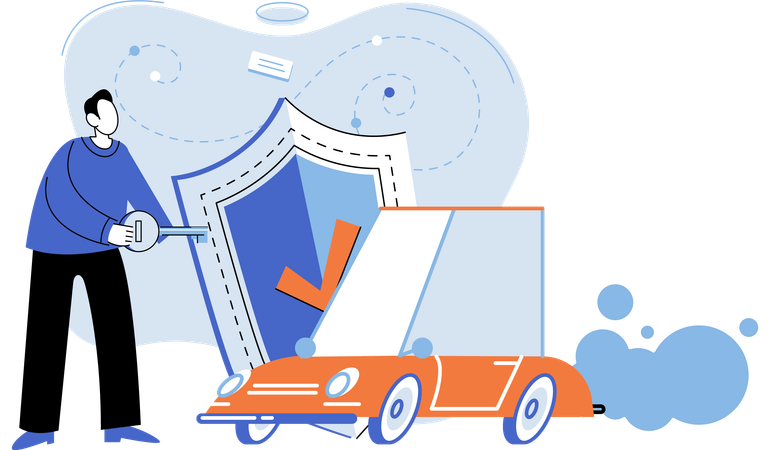 Businessman getting car insurance policy  Illustration