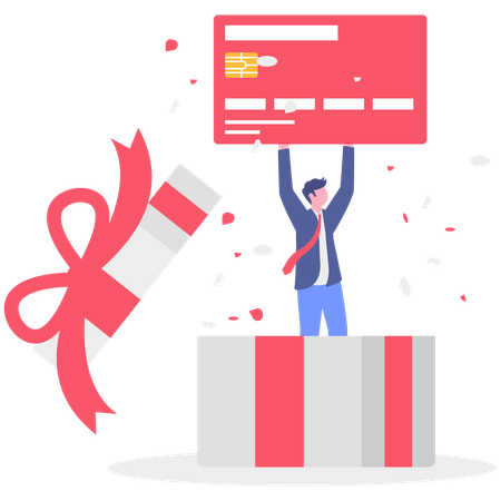 Businessman getting credit card reward  Illustration
