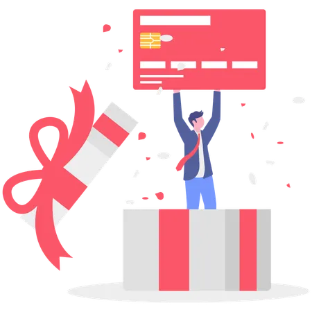 Businessman getting credit card reward  Illustration