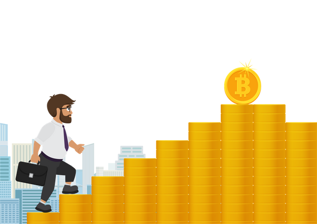 Businessman getting crypto investment growth  Illustration