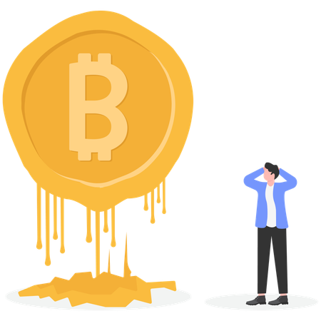 Businessman getting cryptocurrency loss  Illustration