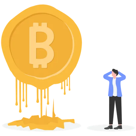 Businessman getting cryptocurrency loss  Illustration