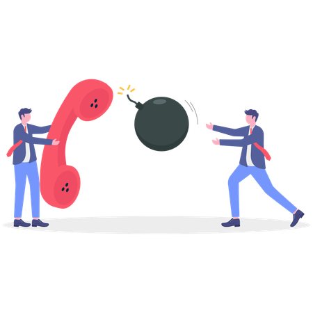 Businessman getting danger call on telephone  Illustration