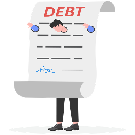 Businessman getting debt burden  Illustration