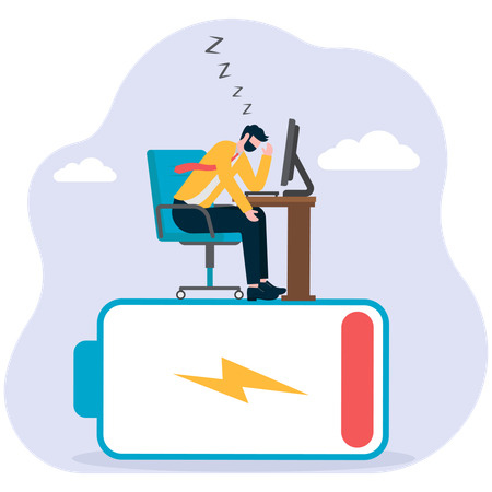 Businessman getting drowned  Illustration