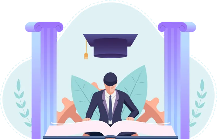 Businessman getting education degree Illustration