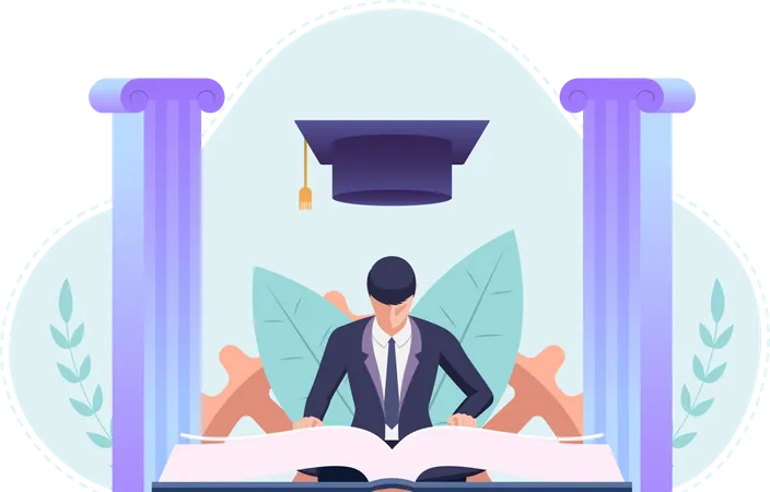 Businessman getting education degree  Illustration