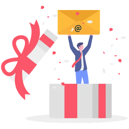 Businessman getting email gift  Illustration