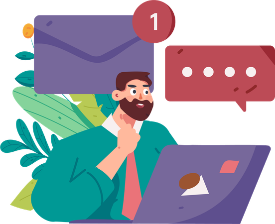 Businessman getting email notification  Illustration
