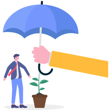 Businessman getting employee insurance  Illustration