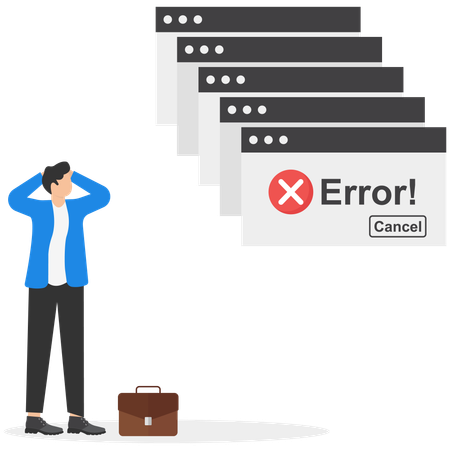 Businessman getting error messages  Illustration