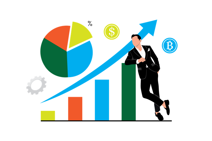 Businessman getting fianncial growth  Illustration