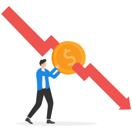Businessman getting financial crisis  Illustration