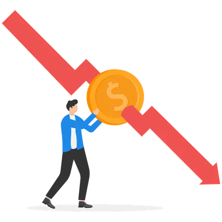 Businessman getting financial crisis  Illustration