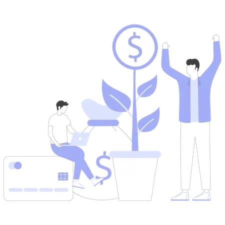 Businessman getting financial growth  Illustration