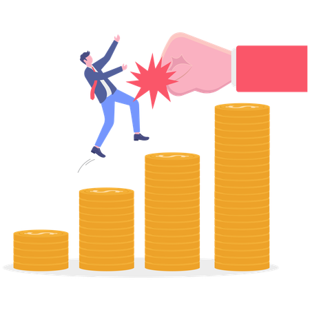 Businessman getting financial loss  Illustration