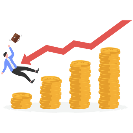 Businessman getting financial loss  Illustration