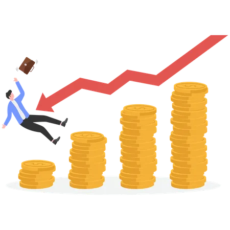 Businessman getting financial loss  Illustration