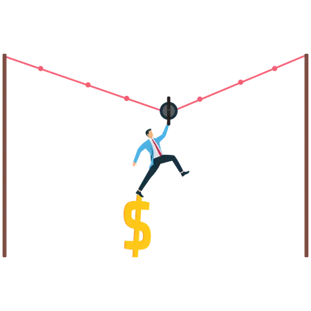 Businessman getting Financial Loss Strategies During Economic Downturn  Illustration