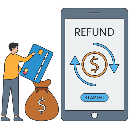 Businessman getting financial refund  Illustration