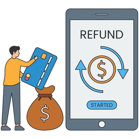 Businessman getting financial refund  Illustration