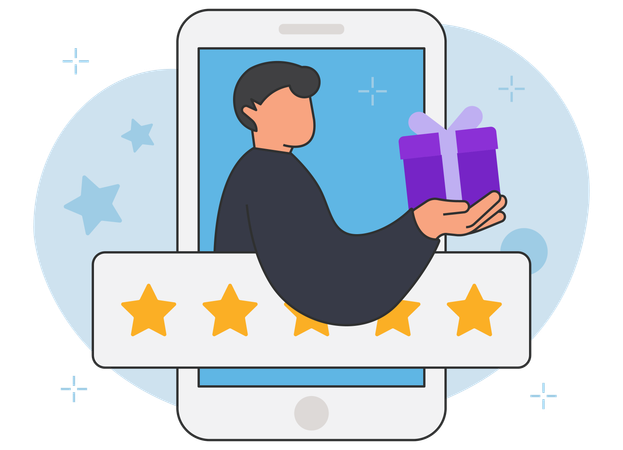 Businessman getting five star rating  イラスト