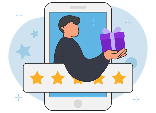 Businessman getting five star rating  Illustration