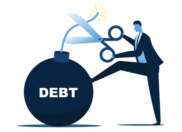 Businessman getting freedom from debt  Illustration