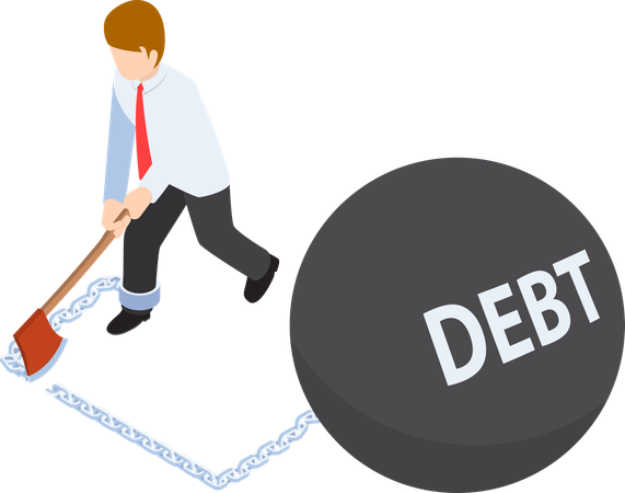 Businessman getting freedom from debt  Illustration