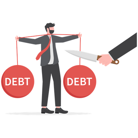 Businessman Getting Freedom from debt  Illustration