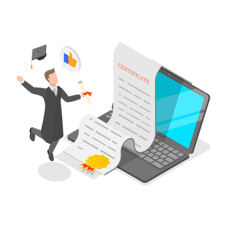 Businessman getting graduation certificate  Illustration