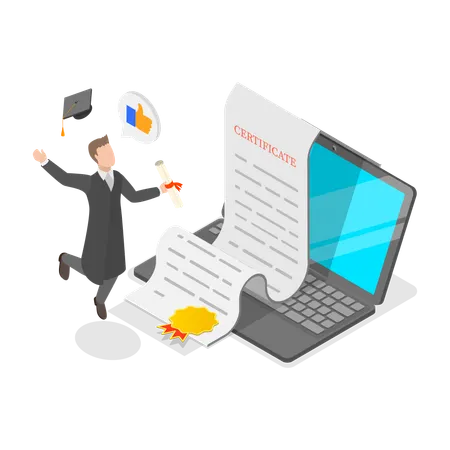 Businessman getting graduation certificate  Illustration