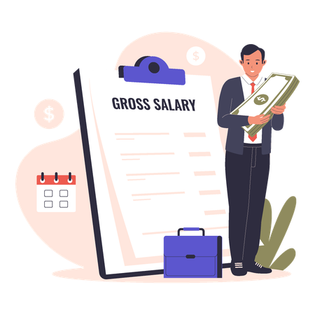 Businessman getting gross salary  Illustration