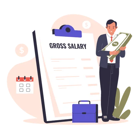 Businessman getting gross salary  Illustration