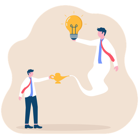 Businessman getting idea assistance  Illustration