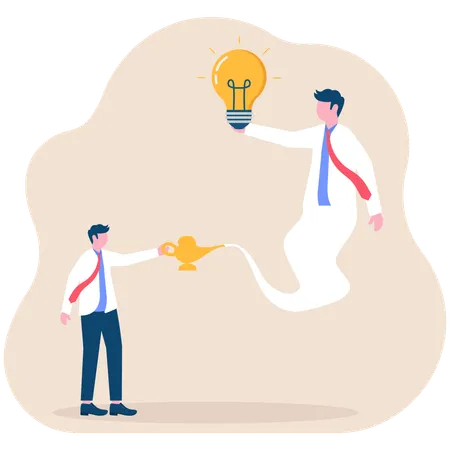 Businessman getting idea assistance  Illustration