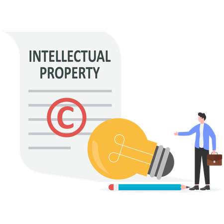 Businessman getting intellectual property  Illustration