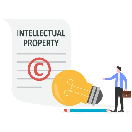 Businessman getting intellectual property  Illustration