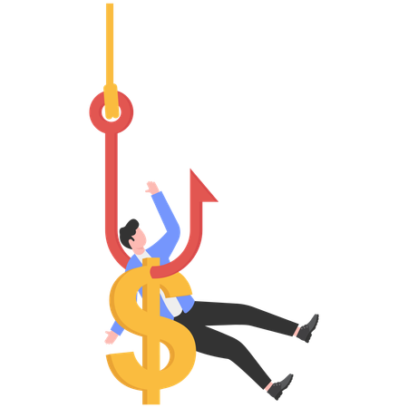 Businessman getting into financial trap  Illustration