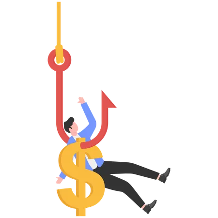 Businessman getting into financial trap  Illustration